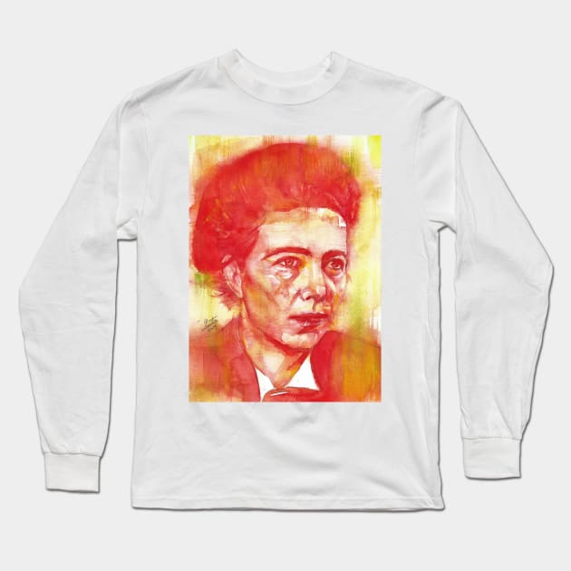 SIMONE DE BEAUVOIR - watercolor portrait.2 Long Sleeve T-Shirt by lautir